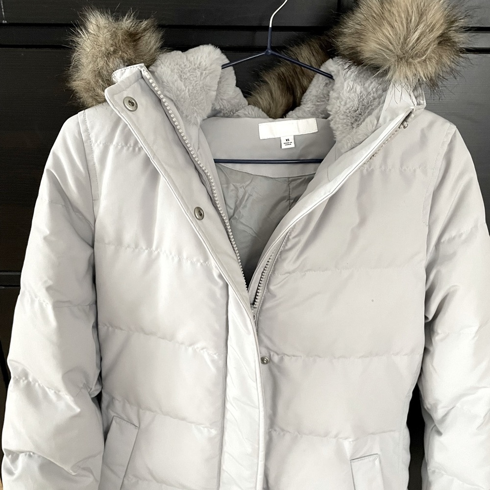 Uniqlo women ultra warm down long jacket-Light Grey-XS